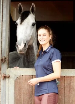 Ariat Bandera 1/4 Zip Polo Shirt - Navy -Horse Rider Shop ariat bandera navy 3rdy