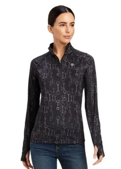 Ariat Lowell 2.0 1/4 Zip Baselayer - Black Bit Print