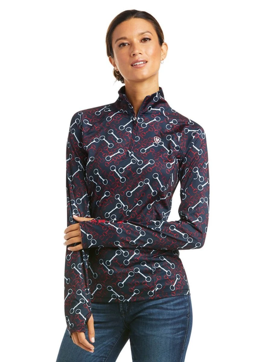 Ariat Womens Lowell 2.0 1/4 Zip Base Layer - Team Print 1 Ariat Womens Lowell 2.0 1/4 Zip Base Layer - Team Print