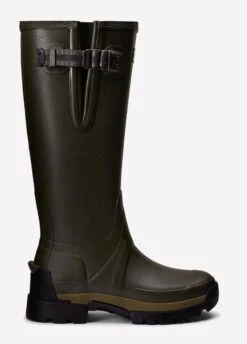 Hunter Mens Balmoral Neoprene Tech Sole Wellingtons - Dark Olive -Horse Rider Shop balmoralsideadj15758olrdy