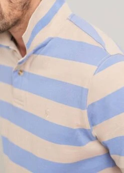 Joules Mens Filbert Classic Fit Polo - Blue Taupe Stripe -Horse Rider Shop blues2