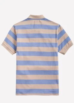 Joules Mens Filbert Classic Fit Polo - Blue Taupe Stripe -Horse Rider Shop blues4