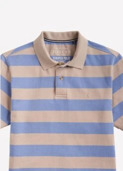 Joules Mens Filbert Classic Fit Polo - Blue Taupe Stripe -Horse Rider Shop blues5