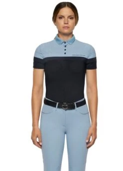 Cavalleria Toscana Perforated Polo Shirt - Navy/Sky Blue -Horse Rider Shop cavalleria toscana perforated polo navy sky 3rdy