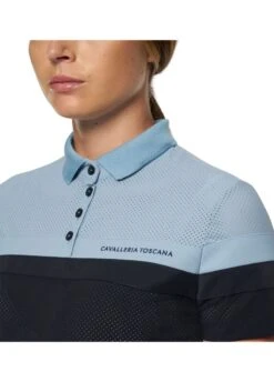 Cavalleria Toscana Perforated Polo Shirt - Navy/Sky Blue -Horse Rider Shop cavalleria toscana perforated polo navy sky 4rdy