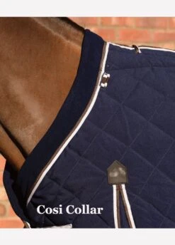 Weatherbeeta ComFiTec Diamond Quilt Detach A Neck Medium Stable Rug - Blue/Charc/White -Horse Rider Shop cosicollar