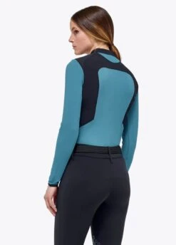 Cavalleria Toscana Lightweight Performance Piqué Polo - Sea Blue -Horse Rider Shop ct lw pique polo blue 3rdy