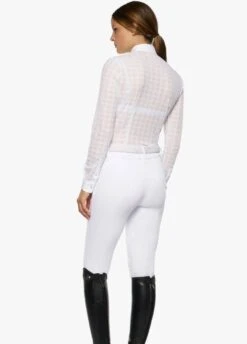 Cavalleria Toscana Pleated Long Sleeved Competition Polo Shirt - White -Horse Rider Shop ct pleated shirt white 4rdy