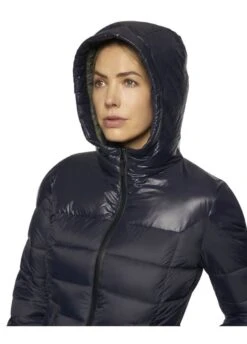 Cavalleria Toscana Shiny/Matte Nylon Hooded Puffer - Navy -Horse Rider Shop ctpuffernavy3rdy