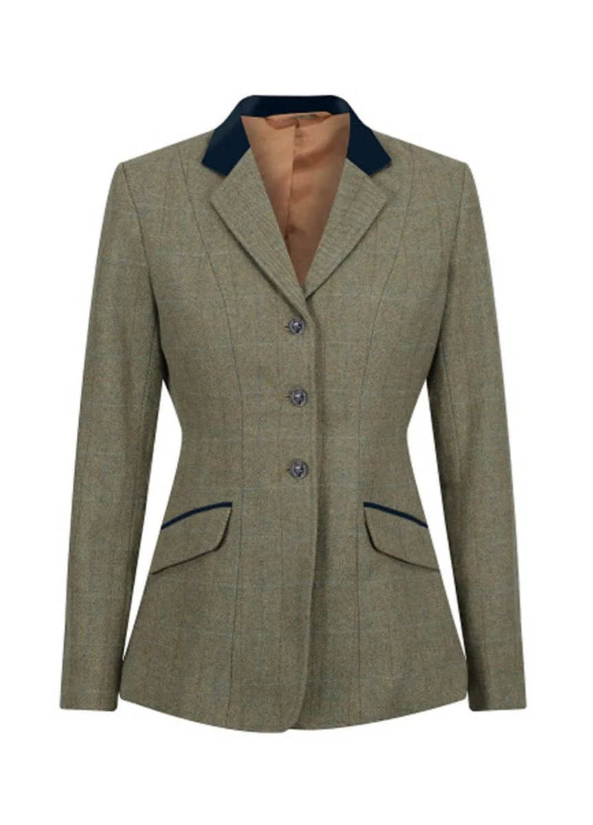 Equetech Ladies Thornborough Tweed Riding Jacket - Green 1 Equetech Ladies Thornborough Tweed Riding Jacket - Green