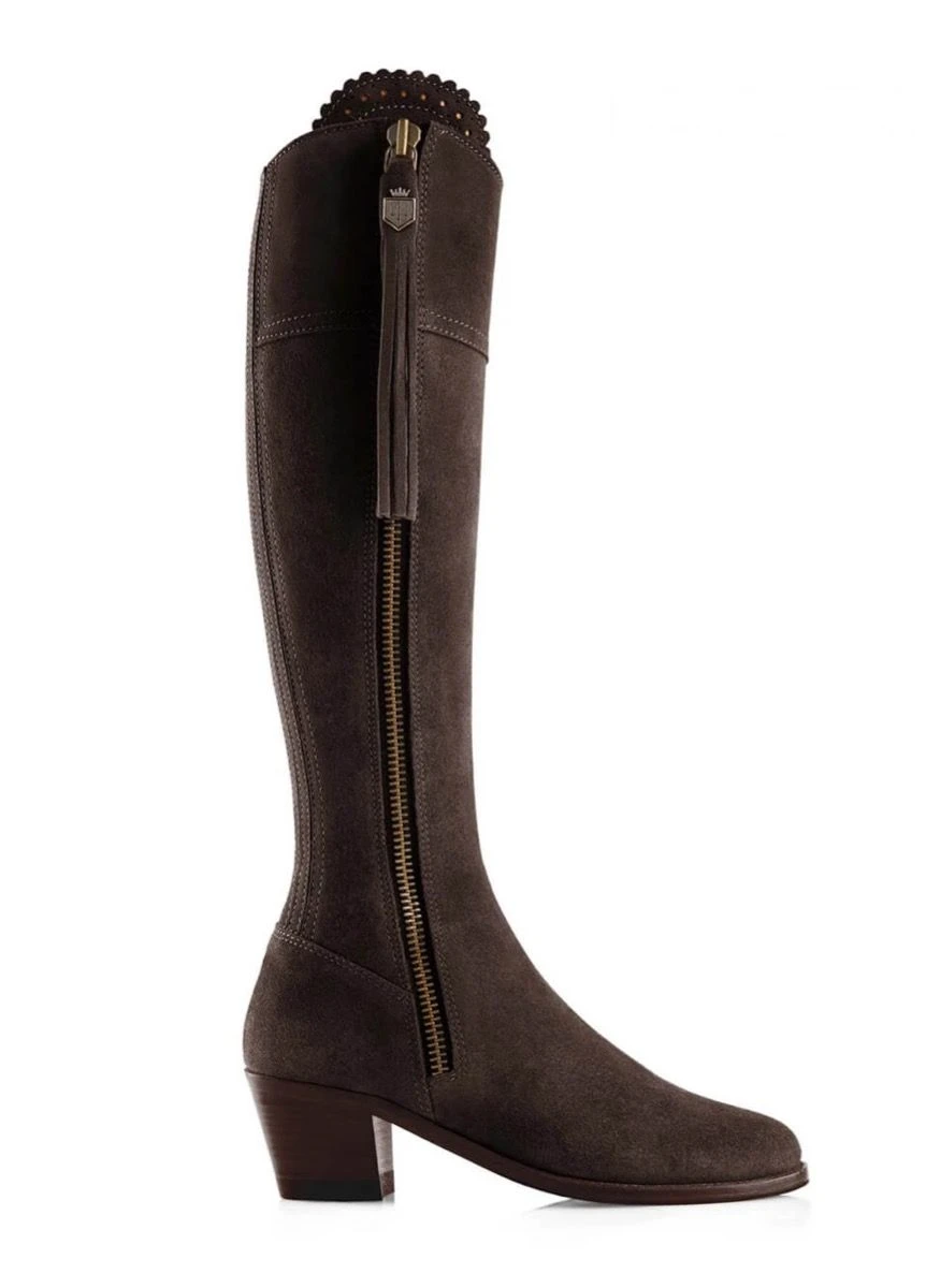 Fairfax & Favor Heeled Regina Narrow Fit Suede Boot - Chocolate 1 Fairfax & Favor Heeled Regina Narrow Fit Suede Boot - Chocolate