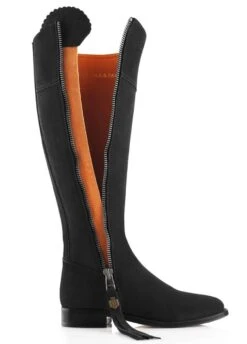 Fairfax & Favor Suede Flat Regina - Black -Horse Rider Shop ffflatreginablack4rdy