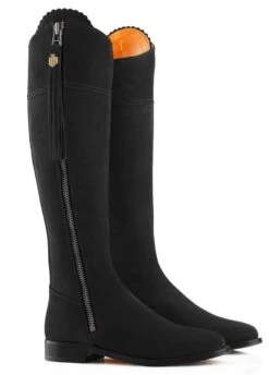 Fairfax & Favor Suede Flat Regina - Black -Horse Rider Shop ffflatreginablack6rdy