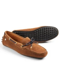 Fairfax & Favor Suede Henley Driving Shoe - Tan/Navy -Horse Rider Shop ffhenleytan2rdy