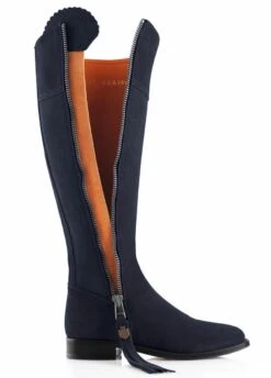 Fairfax & Favor Suede Flat Regina - Navy -Horse Rider Shop ffreginaflatnavy2rdy