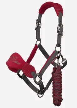 LeMieux Vogue Fleece Headcollar & Leadrope Set - Mulberry/Grey