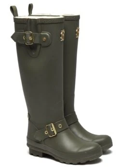 Holland Cooper Sherpa Lined Regency Wellingtons - Matte Green