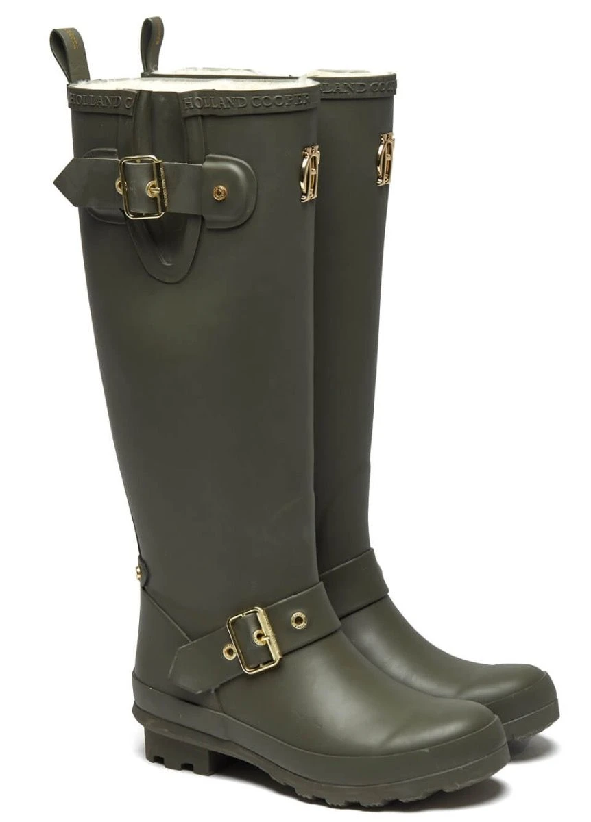 Holland Cooper Sherpa Lined Regency Wellingtons - Matte Green 1 Holland Cooper Sherpa Lined Regency Wellingtons - Matte Green