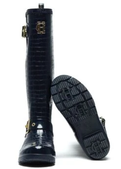 Holland Cooper Sherpa Lined Regency Wellingtons - Navy Croc -Horse Rider Shop hc regency wellington navy croc 3rdy