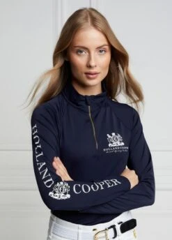 Holland Cooper Equi Base Layer - Ink Navy/Gold Zip
