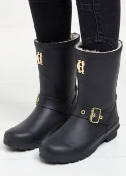 Holland Cooper Sherpa Lined Chelsea Wellington - Matte Black