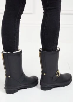 Holland Cooper Sherpa Lined Chelsea Wellington - Matte Black -Horse Rider Shop hcsherpachelseamatteblk6rdy
