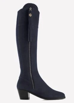 Fairfax & Favor Heeled Regina Suede Boot - Navy
