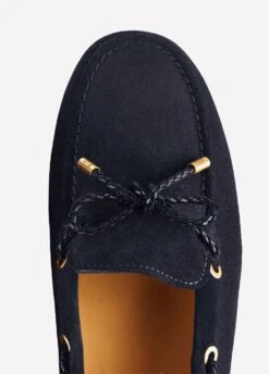 Fairfax & Favor Ladies Suede Henley Driving Shoe - Navy -Horse Rider Shop hennav6
