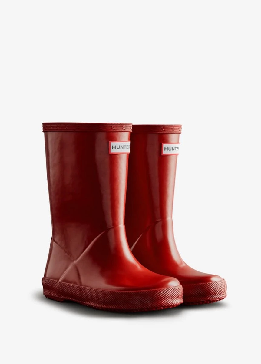 Hunter Kids First Gloss Wellingtons - Military Red 1 Hunter Kids First Gloss Wellingtons - Military Red