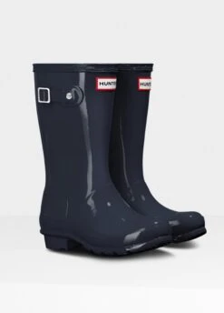 Childs Hunter Gloss Wellingtons - Navy