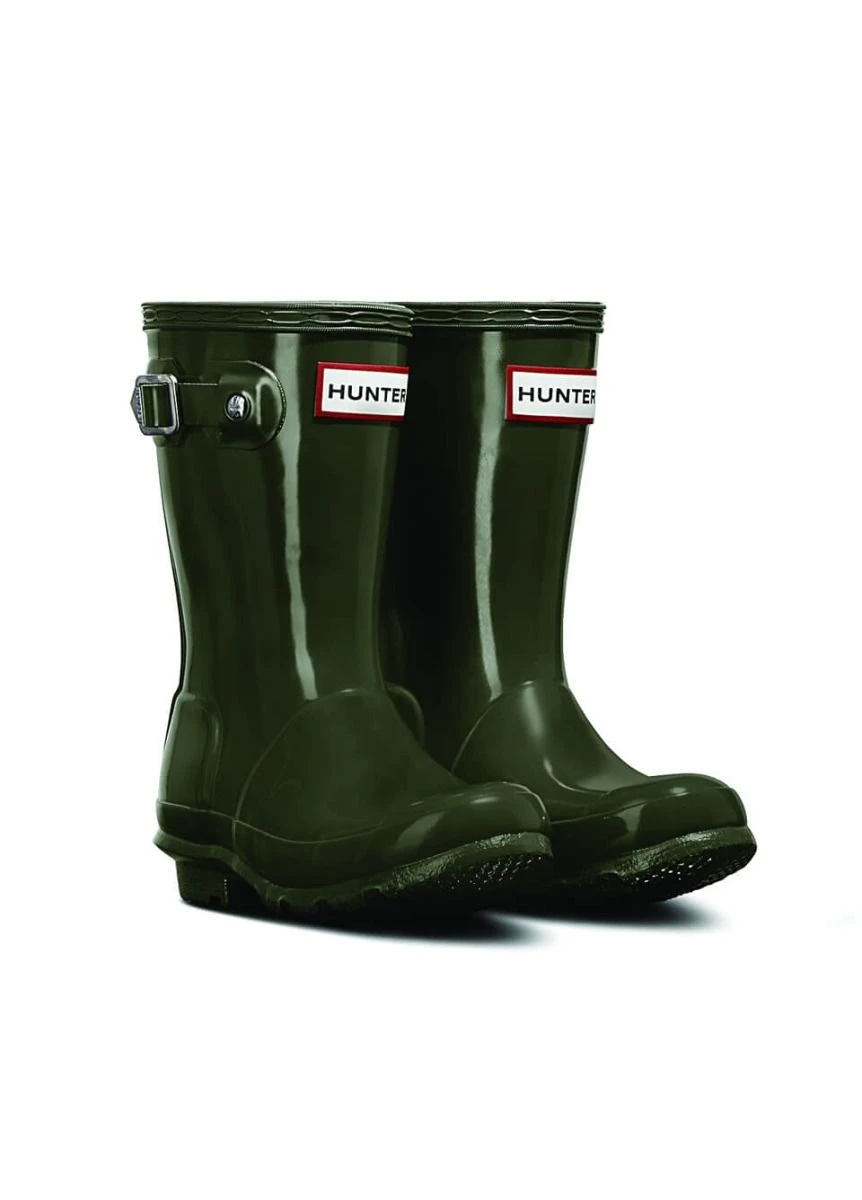 Childs Hunter Gloss Wellingtons - Dark Olive 1 Childs Hunter Gloss Wellingtons - Dark Olive