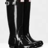 Hunter Womens Original Tall Gloss Wellington Boots - Black