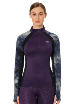 Horseware Aveen Technical Long Sleeve Top - Green/Navy Tie Dye