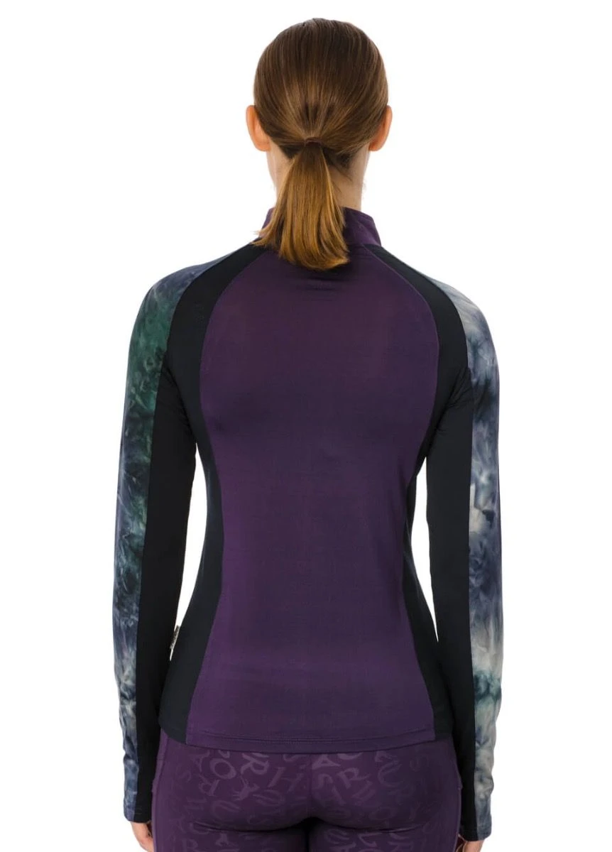 Horseware Aveen Technical Long Sleeve Top - Green/Navy Tie Dye 2 Horseware Aveen Technical Long Sleeve Top - Green/Navy Tie Dye - Image 2