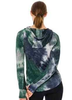 Horseware Technical Hooded Top - Green/Navy Tie Dye -Horse Rider Shop hwhoodietiedye2rdy