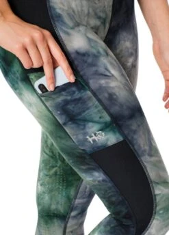 Horseware Silicon Riding Tights - Green/Navy Tie Dye -Horse Rider Shop hwsilicontyedye2rdy