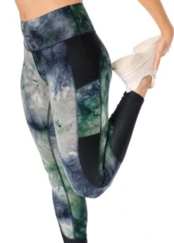 Horseware Silicon Riding Tights - Green/Navy Tie Dye -Horse Rider Shop hwsilicontyedye3rdy