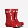 Childs Hunter Gloss Wellingtons - Military Red