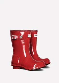 Childs Hunter Gloss Wellingtons - Military Red