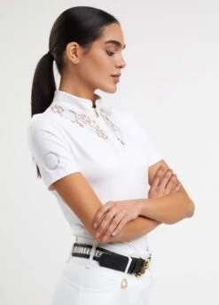 Holland Cooper Equestrian Lace Short Sleeve Base Layer - Ice White -Horse Rider Shop laceshortslvwht3rdy