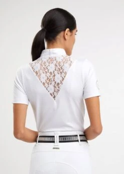 Holland Cooper Equestrian Lace Short Sleeve Base Layer - Ice White -Horse Rider Shop laceshortslvwhtrdy