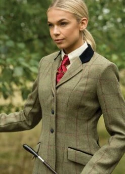 Equetech Ladies Launton Deluxe Tweed Riding Jacket - Green -Horse Rider Shop laj1