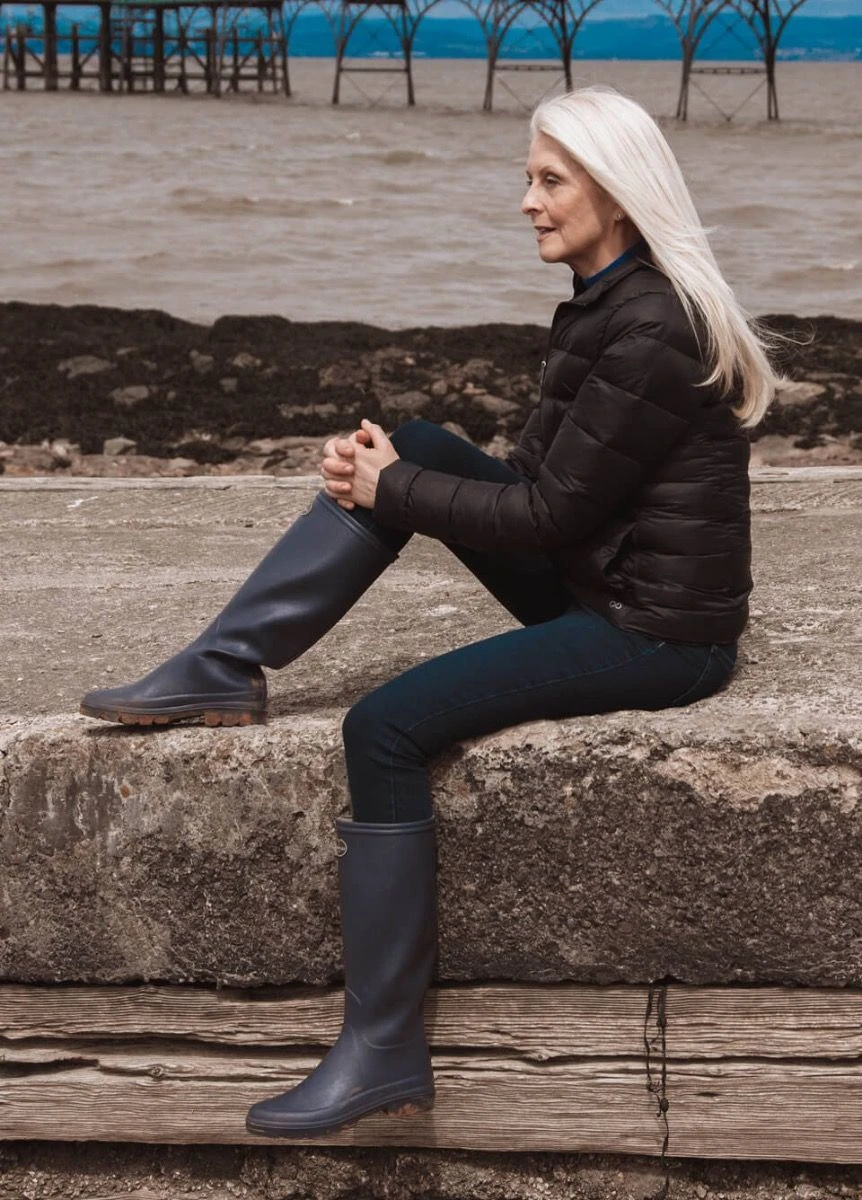 Le Chameau Iris Jersey Lined Wellingtons - Bleu Fonce 4 Le Chameau Iris Jersey Lined Wellingtons - Bleu Fonce - Image 4