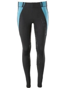 Legacy Ladies Winter Riding Tights - Black/Turquoise -Horse Rider Shop legacytightsblackturqrdy