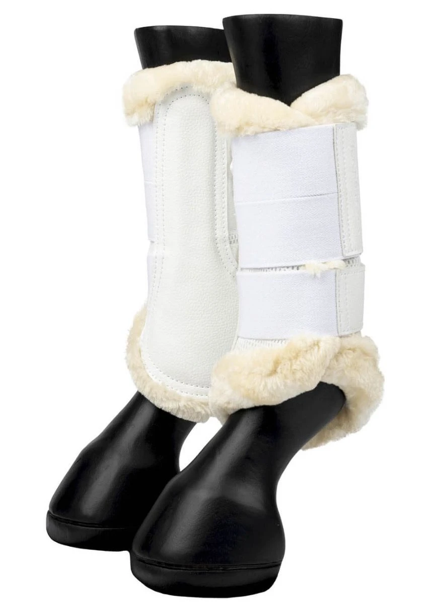 LeMieux Fleece Edged Mesh Brushing Boots - White/Natural 1 LeMieux Fleece Edged Mesh Brushing Boots - White/Natural
