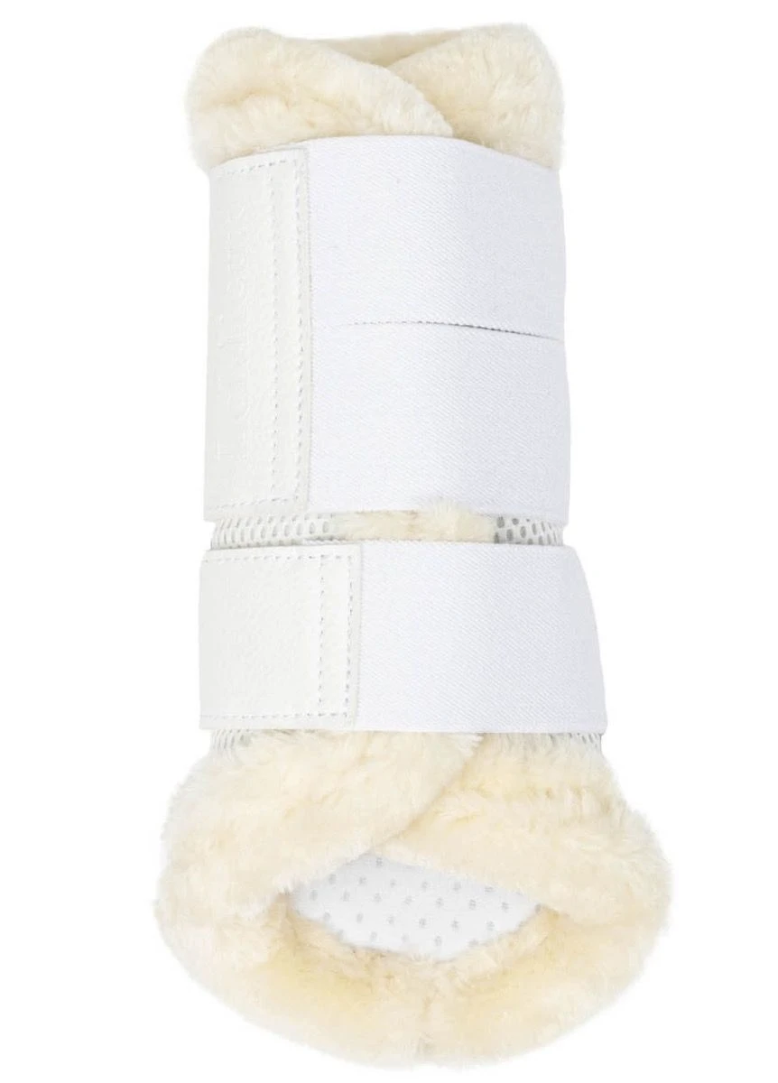 LeMieux Fleece Edged Mesh Brushing Boots - White/Natural 4 LeMieux Fleece Edged Mesh Brushing Boots - White/Natural - Image 4