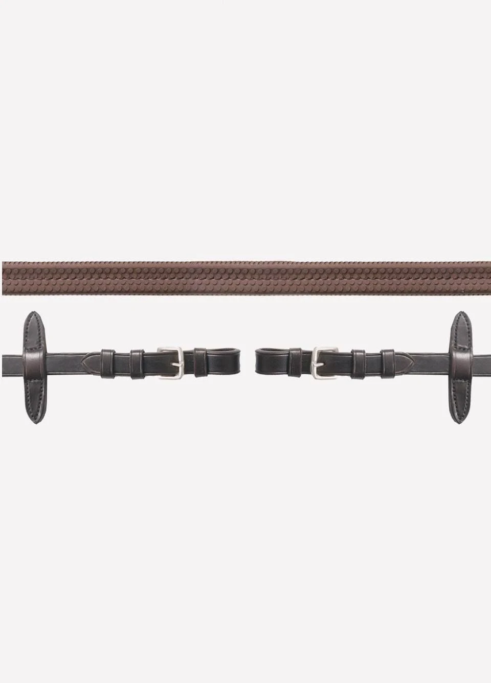 Schockemohle Neoline Rubber Reins - Brown 1 Schockemohle Neoline Rubber Reins - Brown