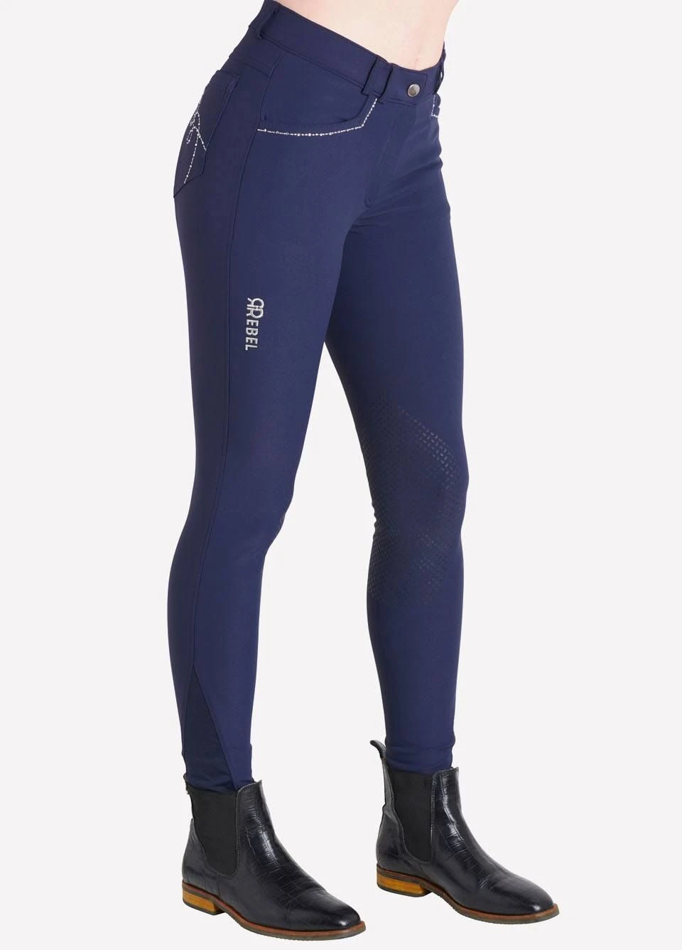 Montar Ladies Reese Bling Breeches - Navy 1 Montar Ladies Reese Bling Breeches - Navy