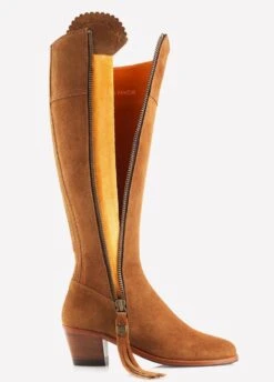 Fairfax & Favor Heeled Regina Suede Boot - Tan -Horse Rider Shop reginaheeltan3