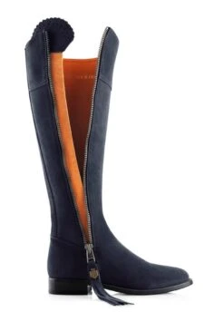 Fairfax & Favor Ladies Flat Regina Narrow Fit Suede Boot - Navy -Horse Rider Shop reginanarrowflatnvy5rdy